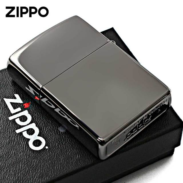 Zippo ジッポー 無地 淡い黒 鏡面 ブラックアイス Black Ice PVD