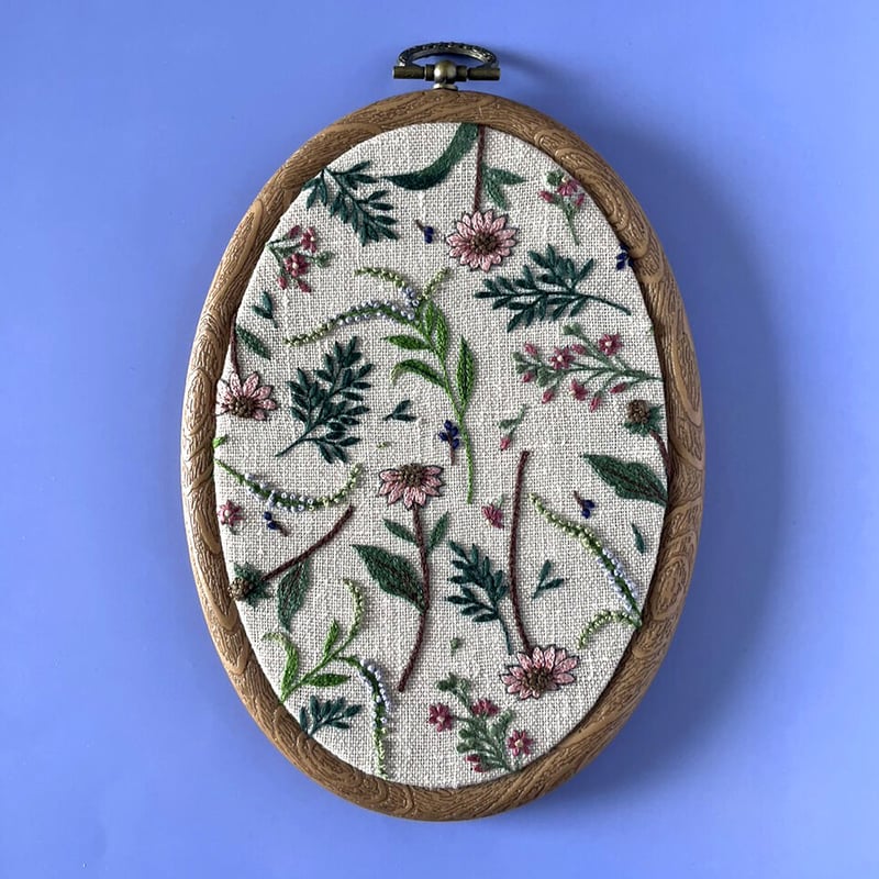 mutsumi ufu レトロボタニカルなフレームアート 日向に咲き揃う