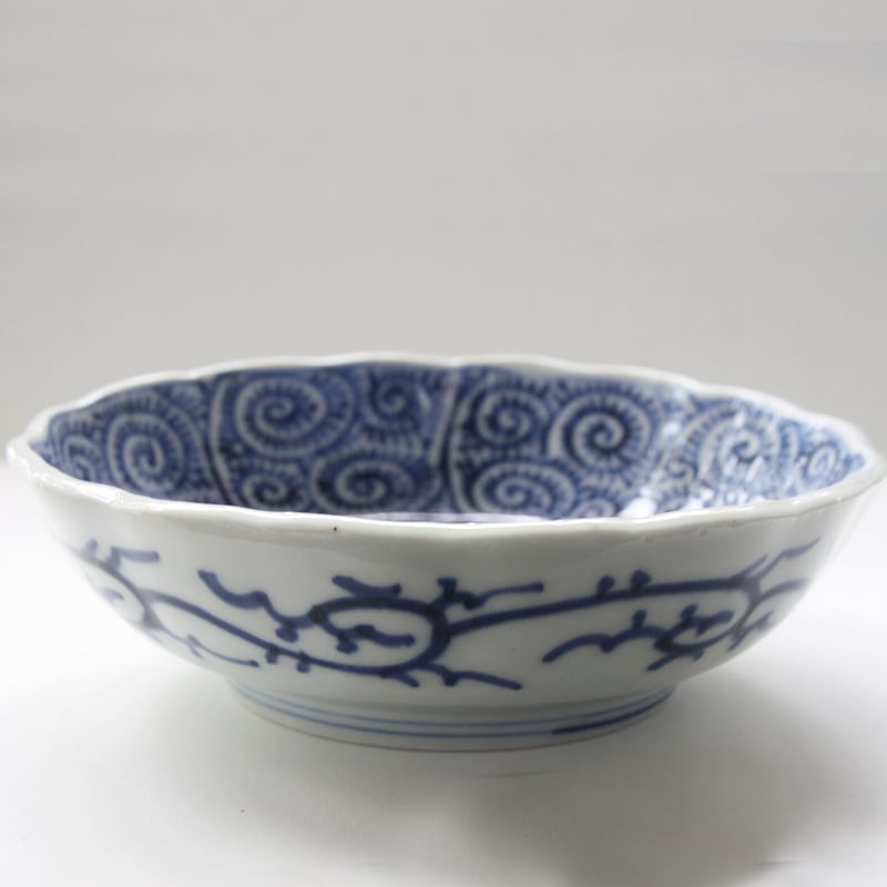 伊万里 古伊万里 江戸 中期 深皿 なます 皿 唐草 2客セット 金継ぎ