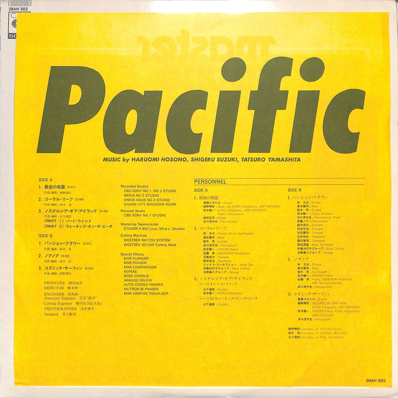 山下達郎 細野晴臣 鈴木茂 / PACIFIC（MASTER SOUND盤）（LPレコード）