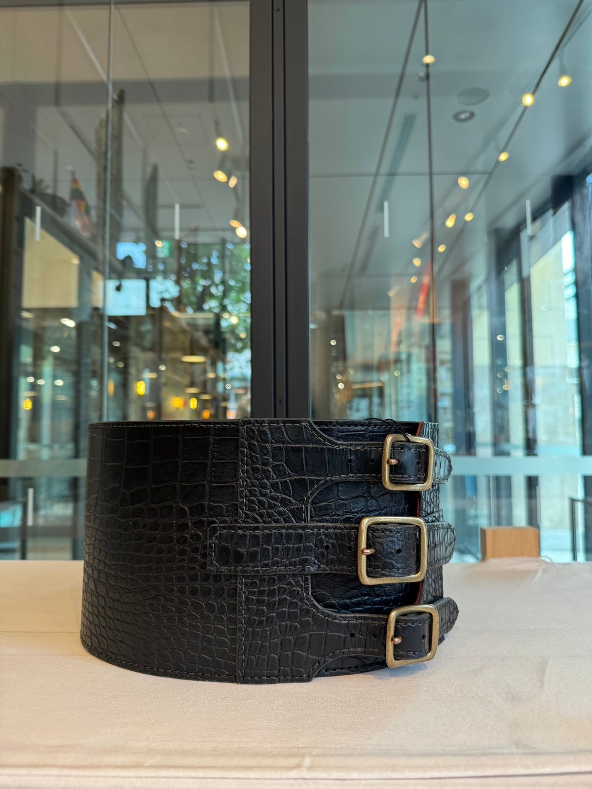 姫路レザー 黒クロコ型押し 帯ベルト（半巾） | 音遊 onyou market