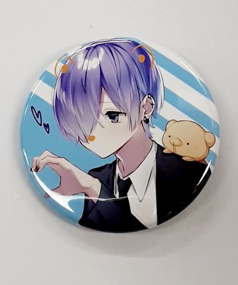 キズ有】ゆきむら。ナイトメア 缶バッジ(背景 縞模様水色) | K-BOOKS K