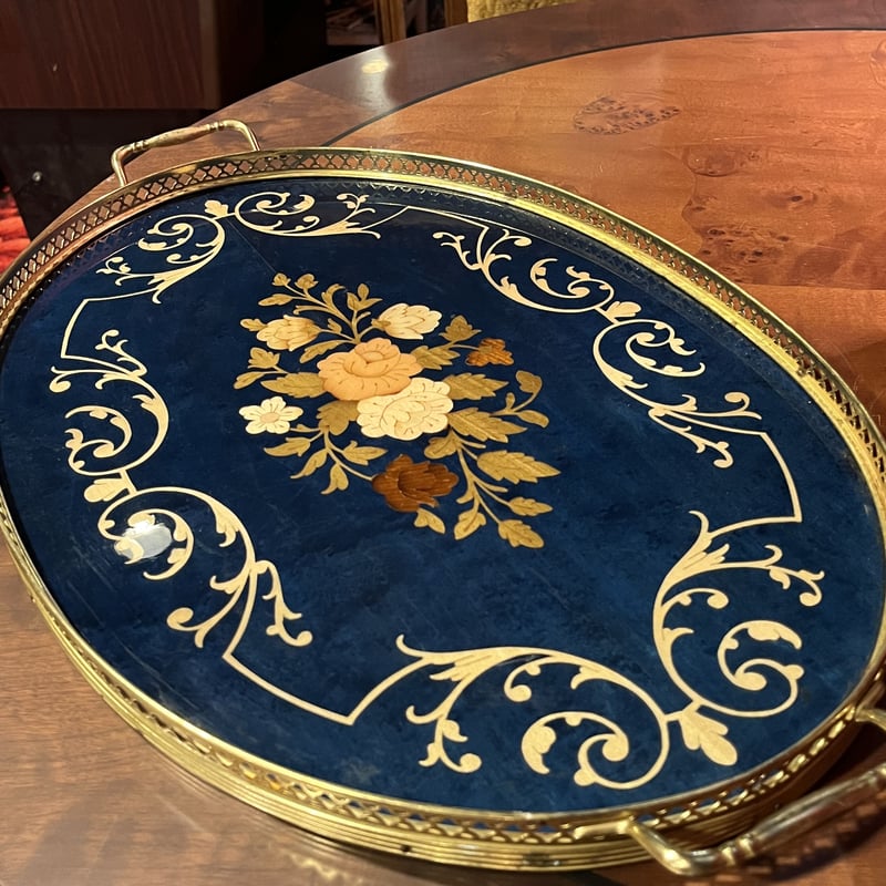 イタリア製 アンティークトレー 象嵌細工 お盆 | アンティーク家具と