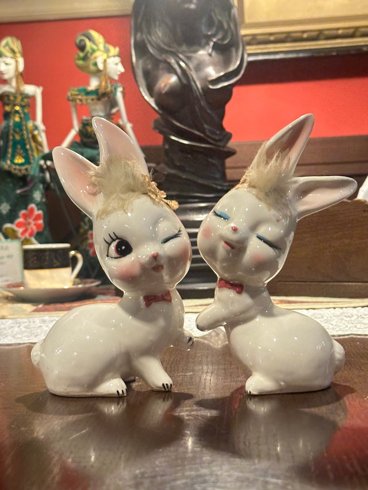 昭和レトロ 陶器 うさぎ ペア | アンティーク家具と喫茶キャバレーの