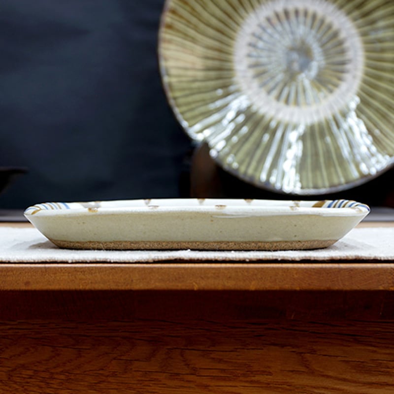 和食器 布志名焼 袖師窯 大角皿 18cm スリップ 白 | うつわの店