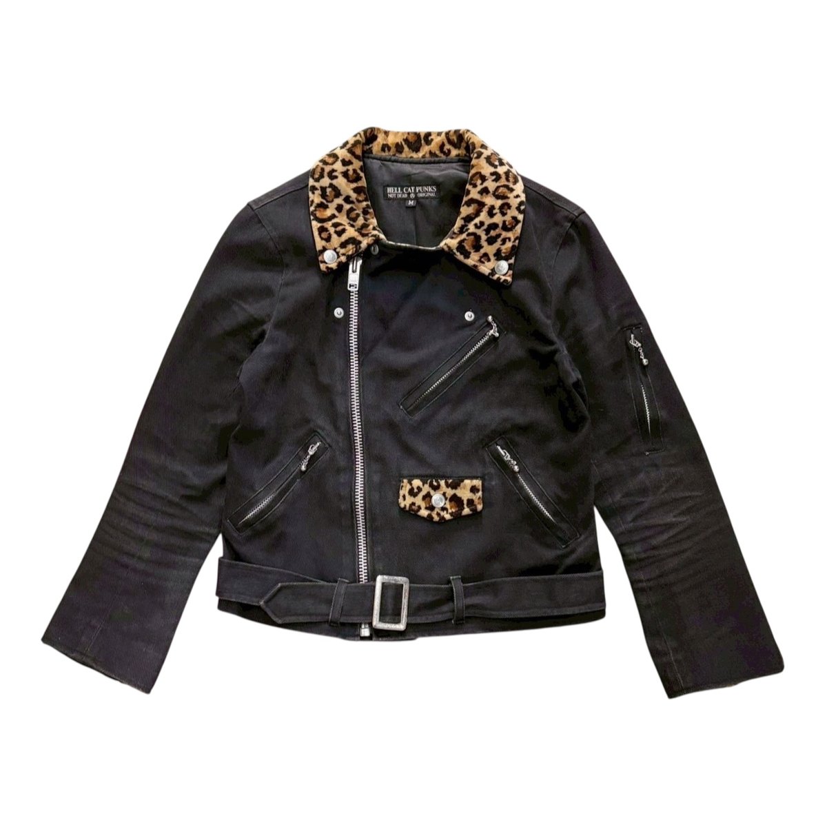 HELL CAT PUNKS レオパード柄切り替えライダースジャケット | サントニ