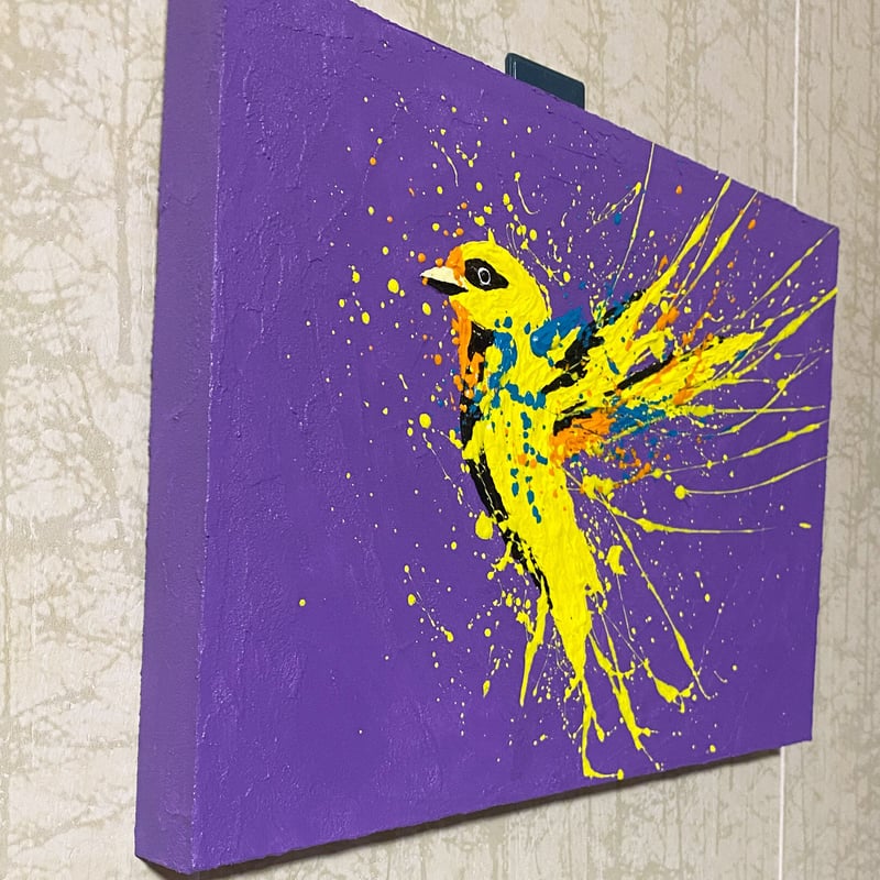 黄色い鳥」/ acrylic on panel | 佐藤雄一 Art Shop