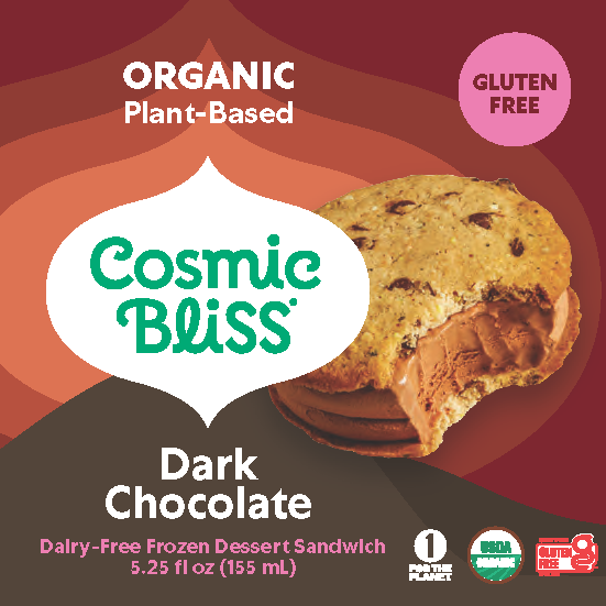 Dark Chocolate Plant-Based Organic Ice Cream Sandwiches - Cosmic Bliss