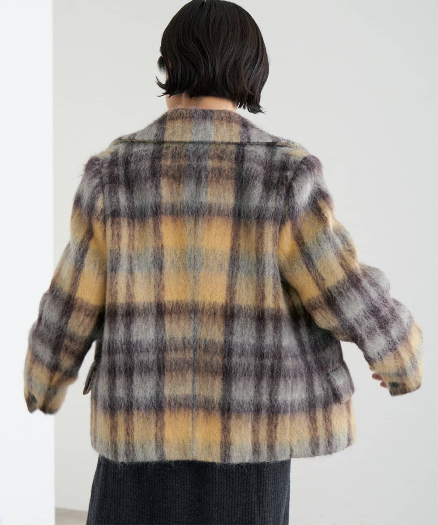 チェックシャギーショートジャコット（その他ブルゾン／アウター