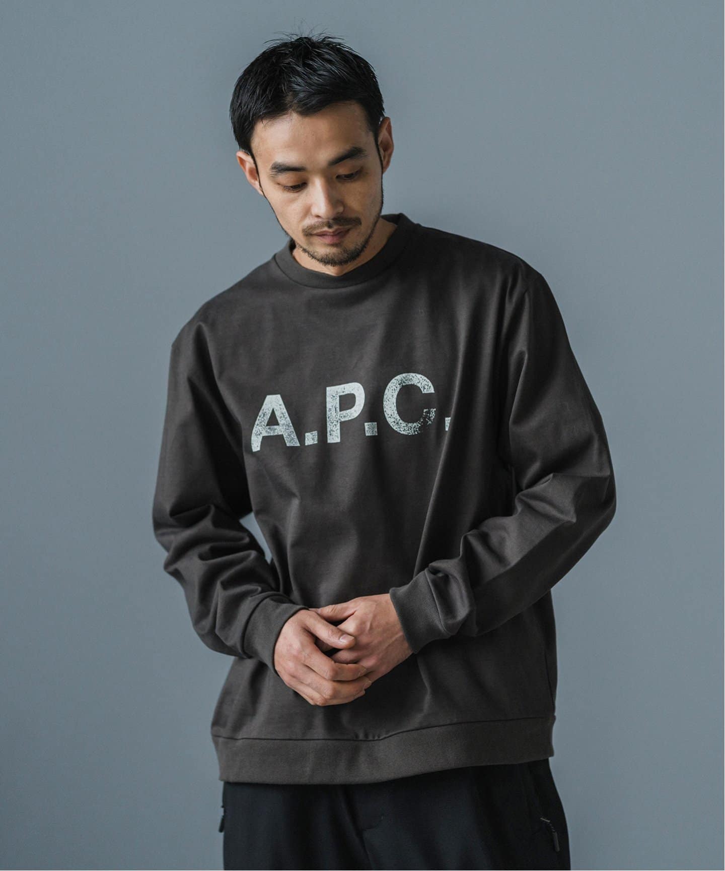 A.P.C. (アーペーセー) 別注 ロゴプリント スウェットライク ロング