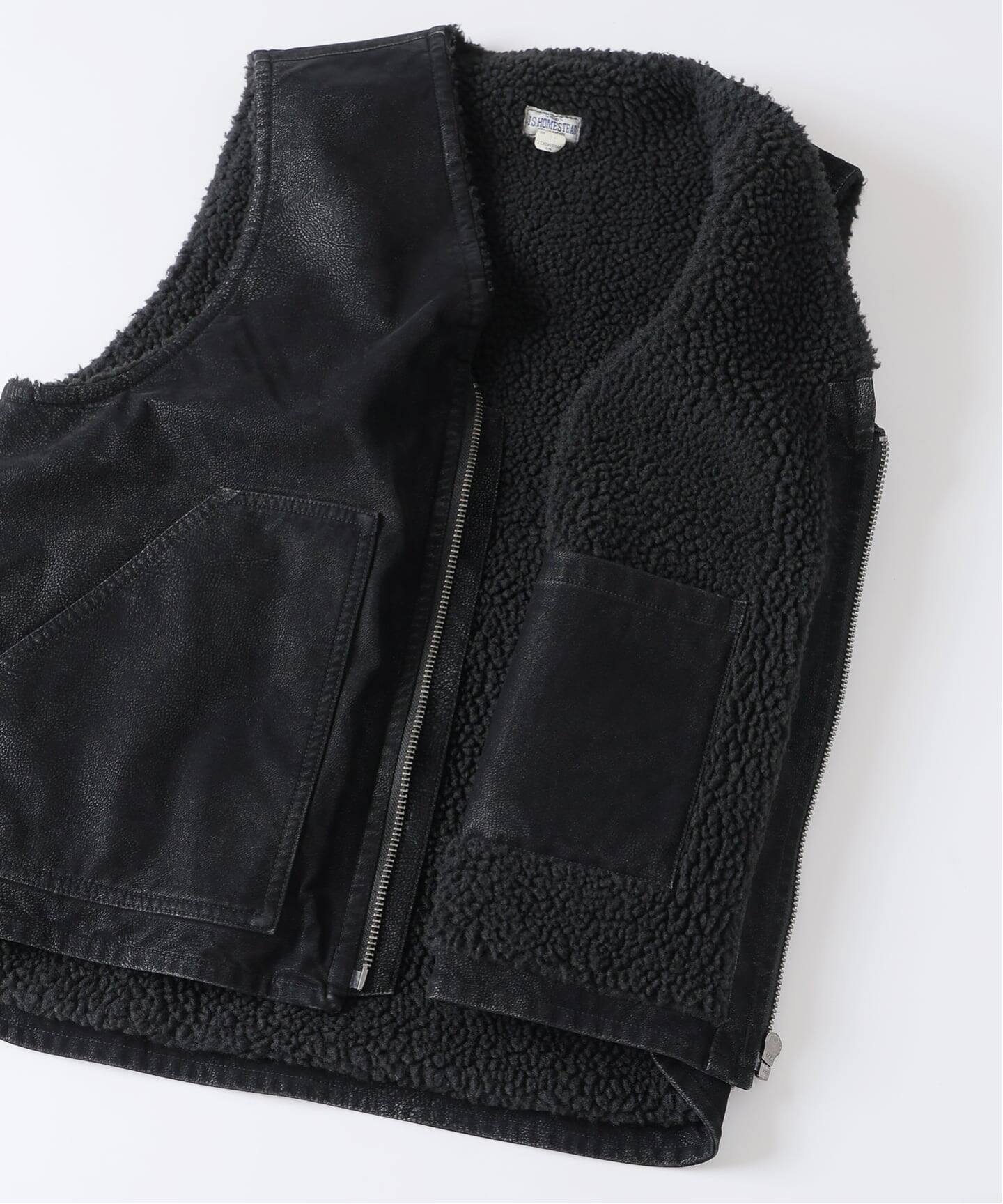 J.S.Homestead / フロック レザー ジップ ベスト（その他ブルゾン