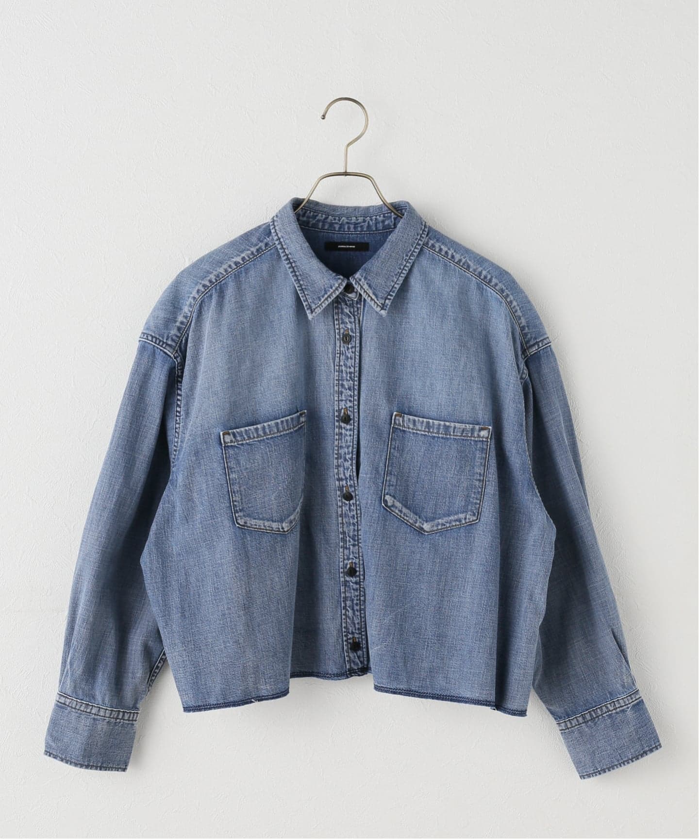 追加》ライトオンスデニムクロップドシャツ（シャツ／ブラウス