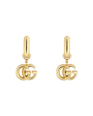 Gucci 18K Yellow Gold Running GG Logo Huggie Hoop Earrings