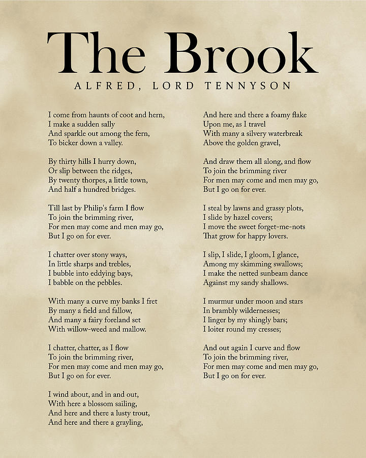 The Brook - Alfred, Lord Tennyson Poem - Literature - Typography
