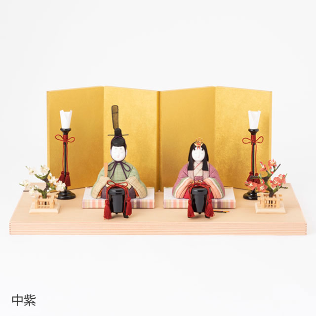 手織り麻の木目込み雛飾り 親王飾り 背景（屏風）・素木台【順次発送