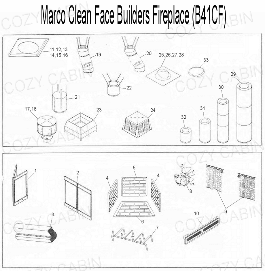 Marco Clean Face Builders Wood Fireplace (B41CF) (B41CF) The Cozy
