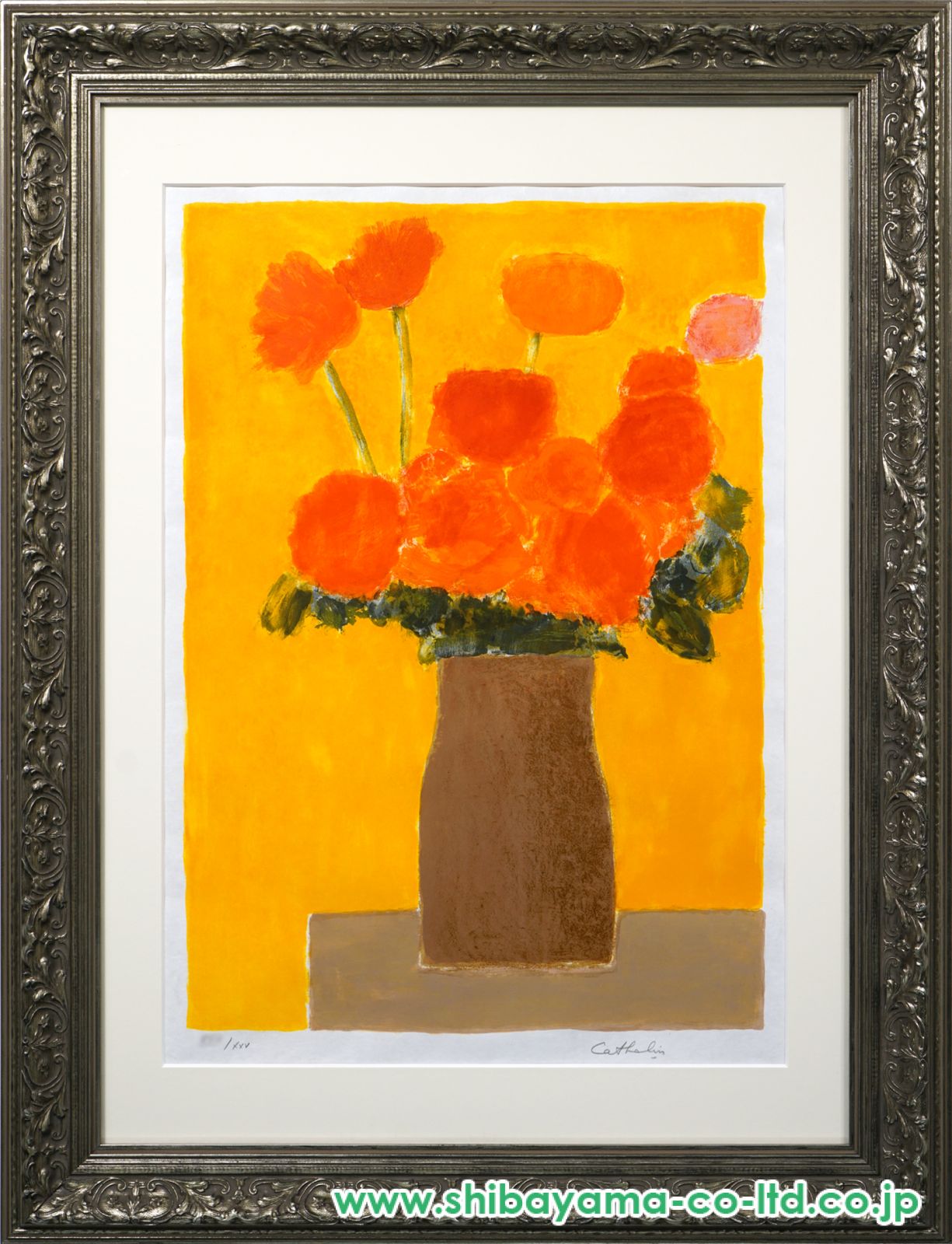 ⭕️⭕️ベルナール カトラン リトグラフ白い花瓶のクリスマスローズ