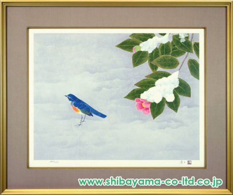 上村淳之「雪中小禽1」リトグラフ :: 絵画買取・販売 - シバヤマ
