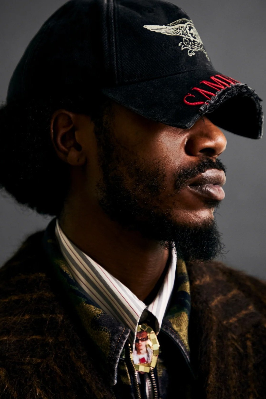 Martine Rose Cut Peak Back Cap, Black — SLOW WAVES