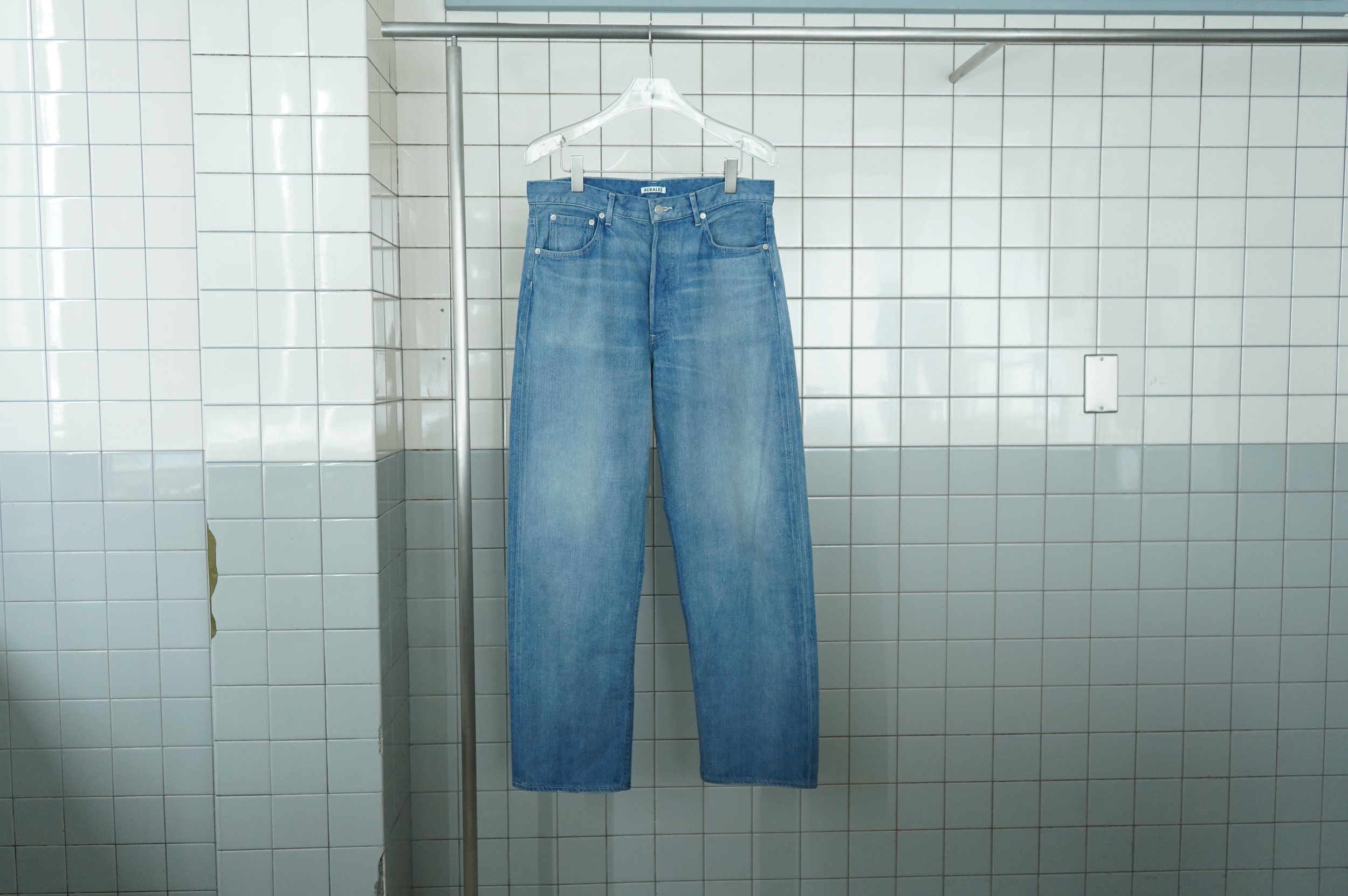 AURALEE SELVEDGE FADED LIGHT DENIM WIDE PANTS — TF Blog