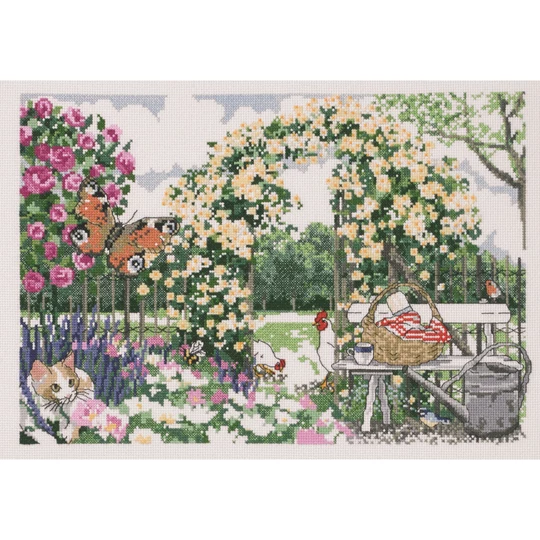 Permin Garden of Flowers Cross Stitch Kit - Stitcher