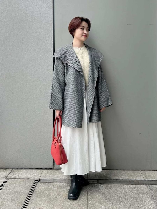 セール】共ベルト付きビックカラーミディ丈コート（ステンカラーコート