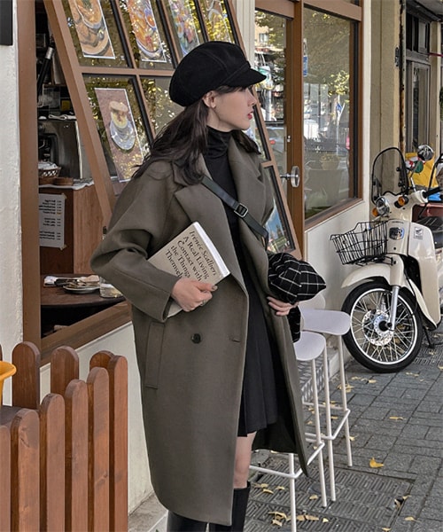 DHOLIC（ディーホリック）の「ウール混ダブルボタンコート（ステン