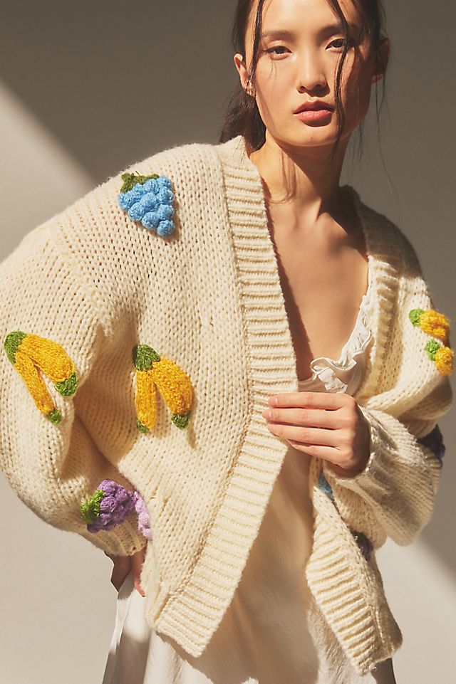 Pernille Rosenkilde Fruit Icon Knit Cardigan Sweater | Anthropologie