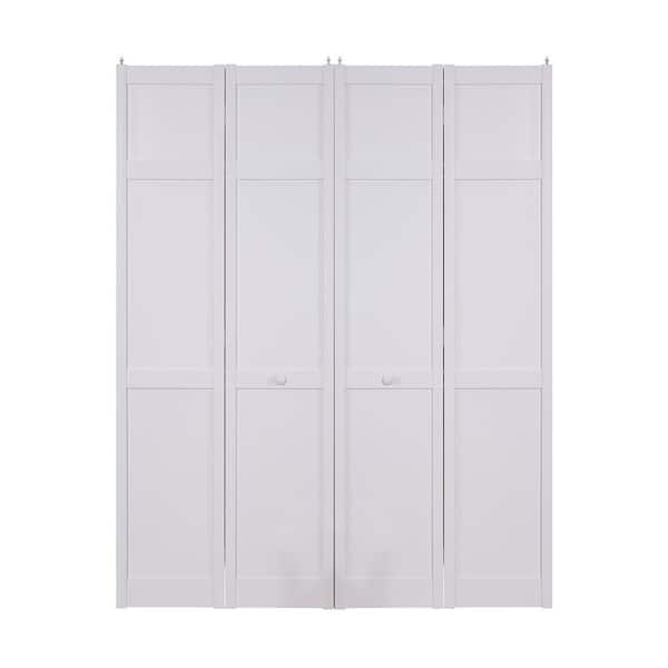 Pinecroft 64 in. x 80 in. Seabrooke Louver/Louver White Hollow