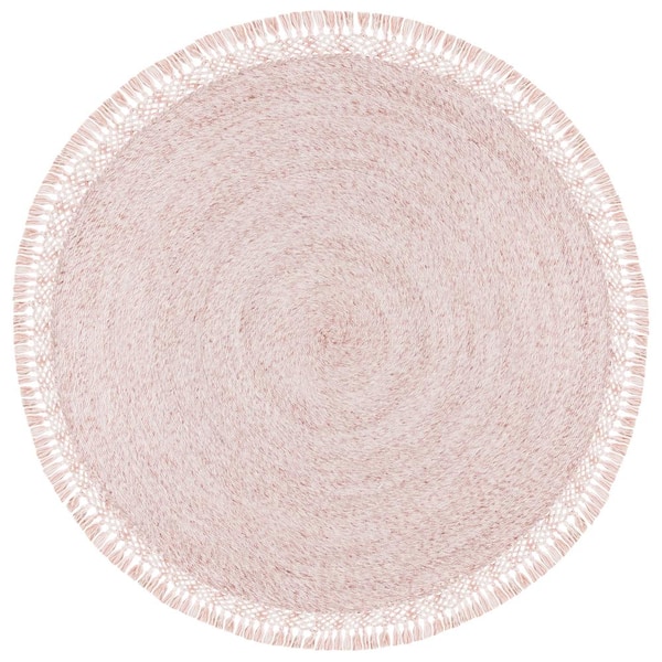 SAFAVIEH Sahara Pink 6 ft. x 6 ft. Round Solid Area Rug SAH490U-6R