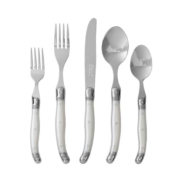 French Home Laguiole 20-Piece Pearl White Stainless Steel Flatware