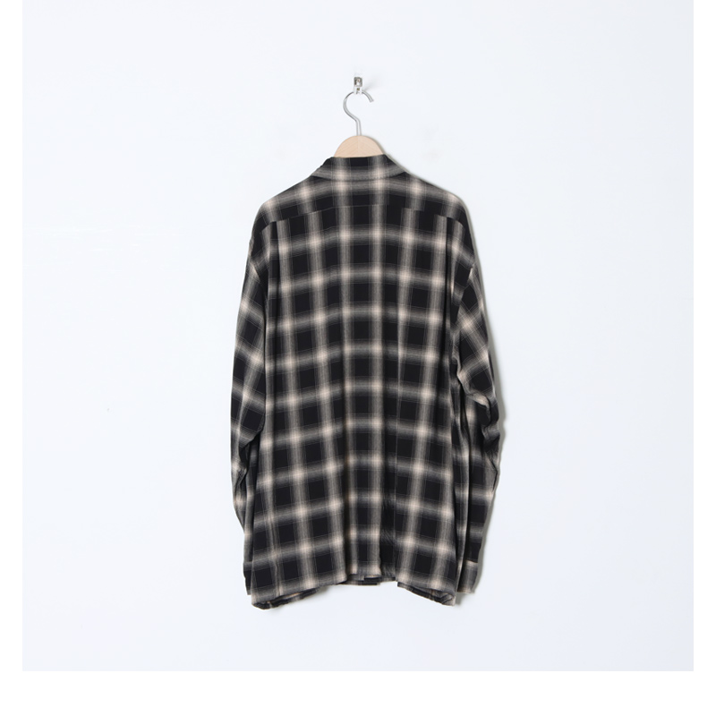 COMOLI (コモリ) レーヨンチェック オープンカラーシャツ