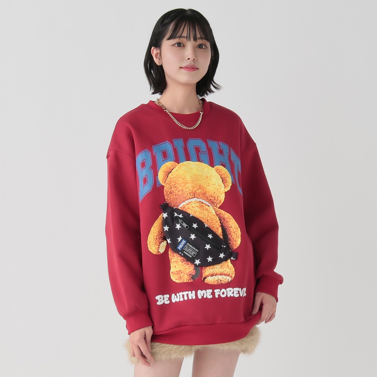 裏起毛クマBAG付プルオーバー レディス Doublefocus(ダブルフォーカス