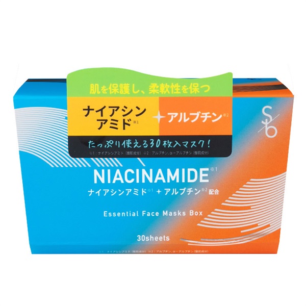 ナイアシンアミド エッセンシャル フェイスマスク BOX 30枚 ソッコー