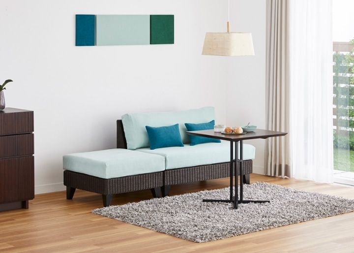 ラン・コンパクトソファ オットマン (ラタン)～狭いリビングダイニング