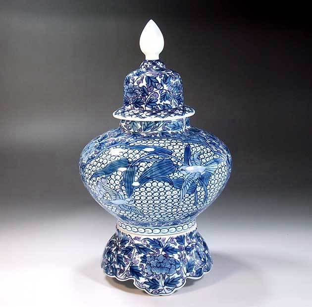 T18 豪華 有田焼 染錦「夢右衛門」沈香壺 高さ118㎝ 伊万里焼