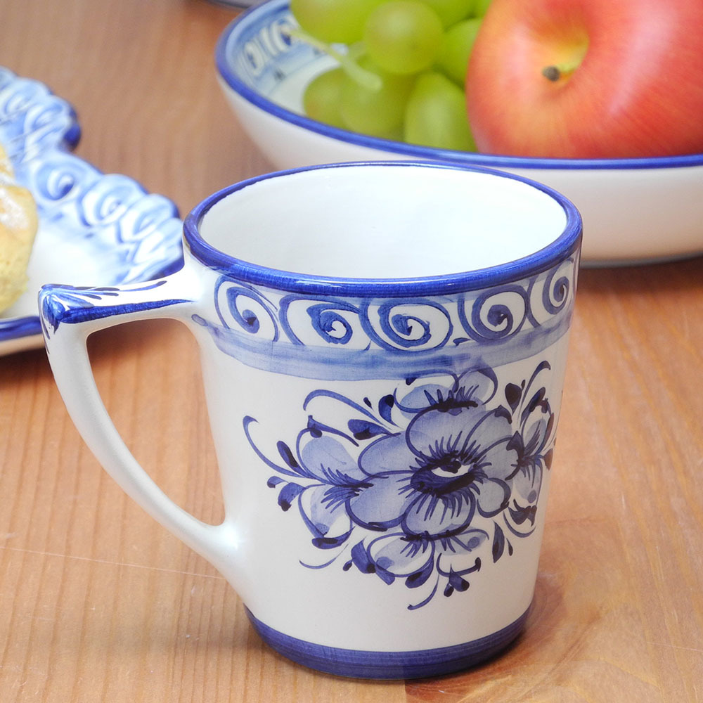 ポルトガル製 陶器 大きめ マグカップ アズレージョ 白地 食器 青