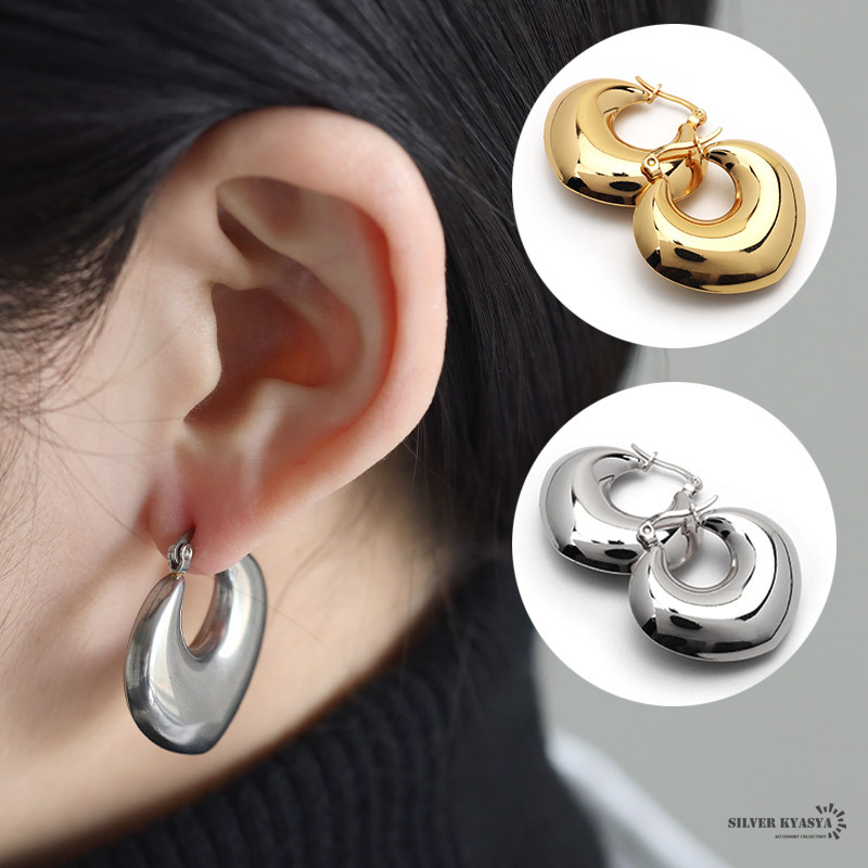 フープピアス 太め ステンレス レディース ピアス イヤリング ゴールド