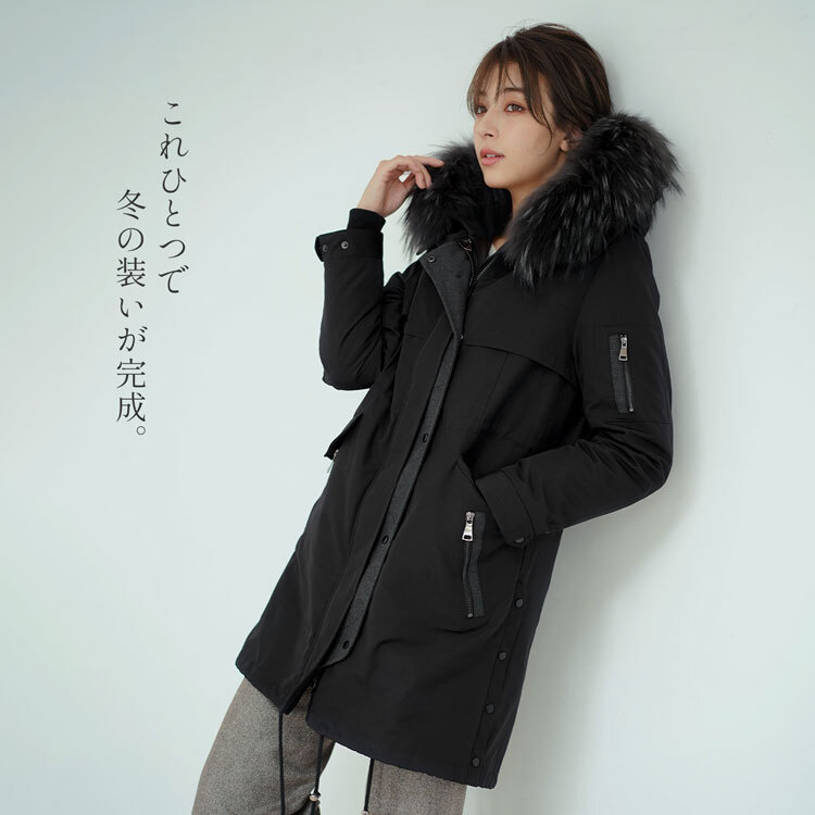 モッズコート レディース 冬 ダウン ライナー フード付き ファー