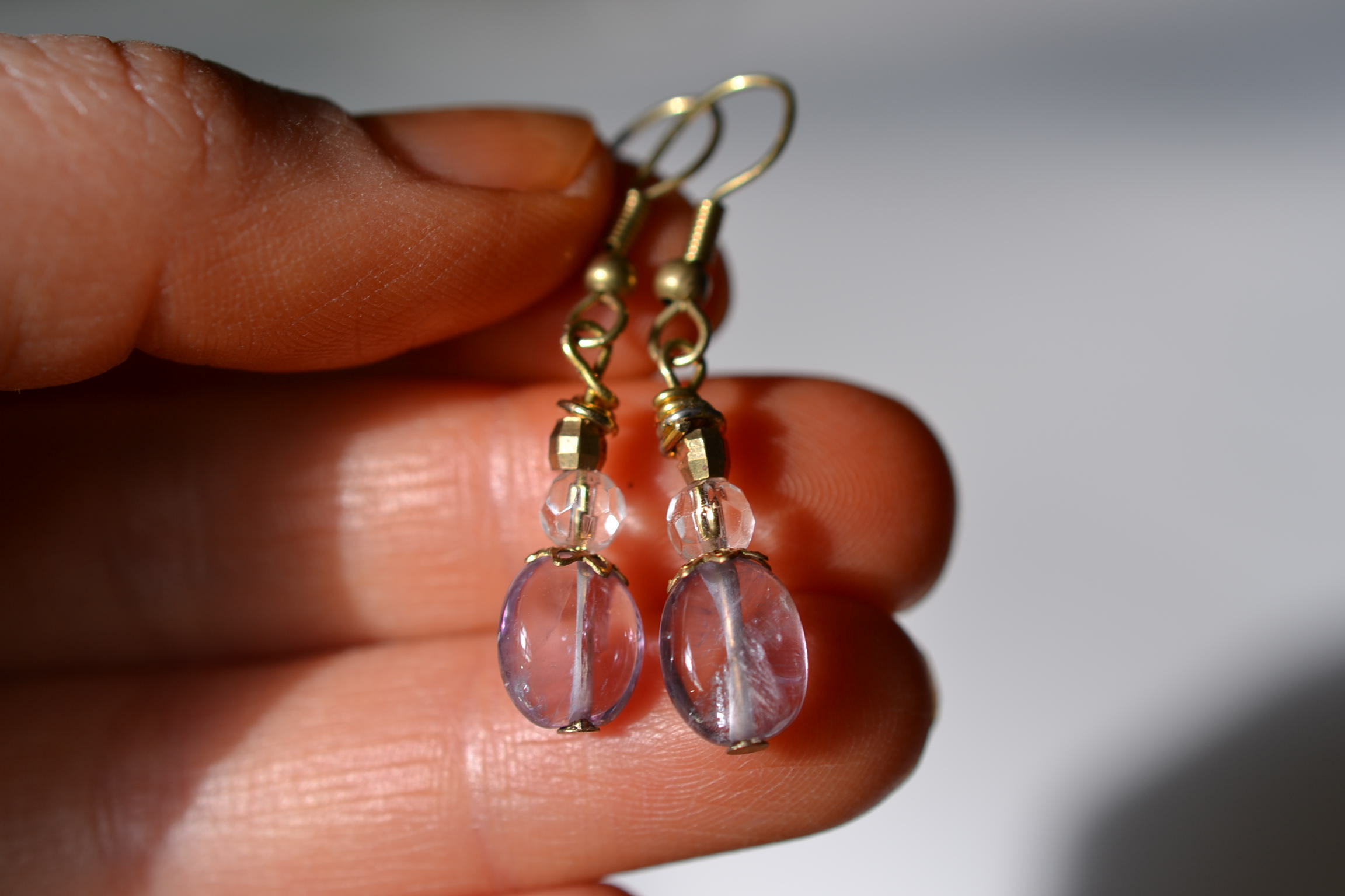 天然石】 【ハンドメイド】天然石アメトリン☆ピアスB pia024