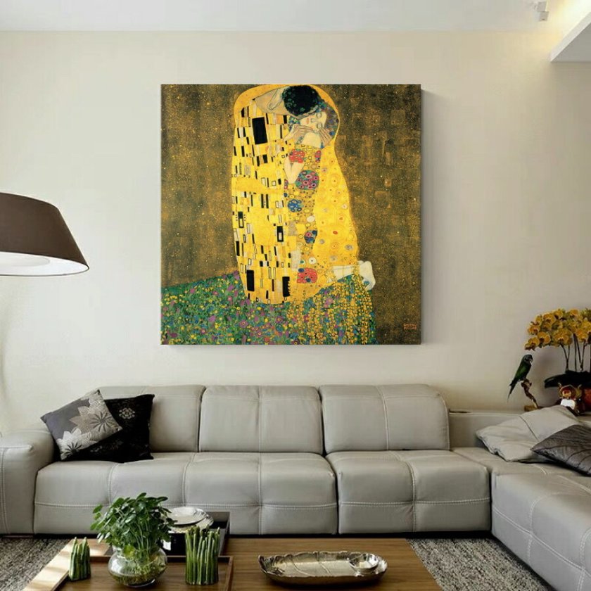グスタフ クリムト 接吻 名画 絵画 60cm×60cm インテリア 壁掛け 人気