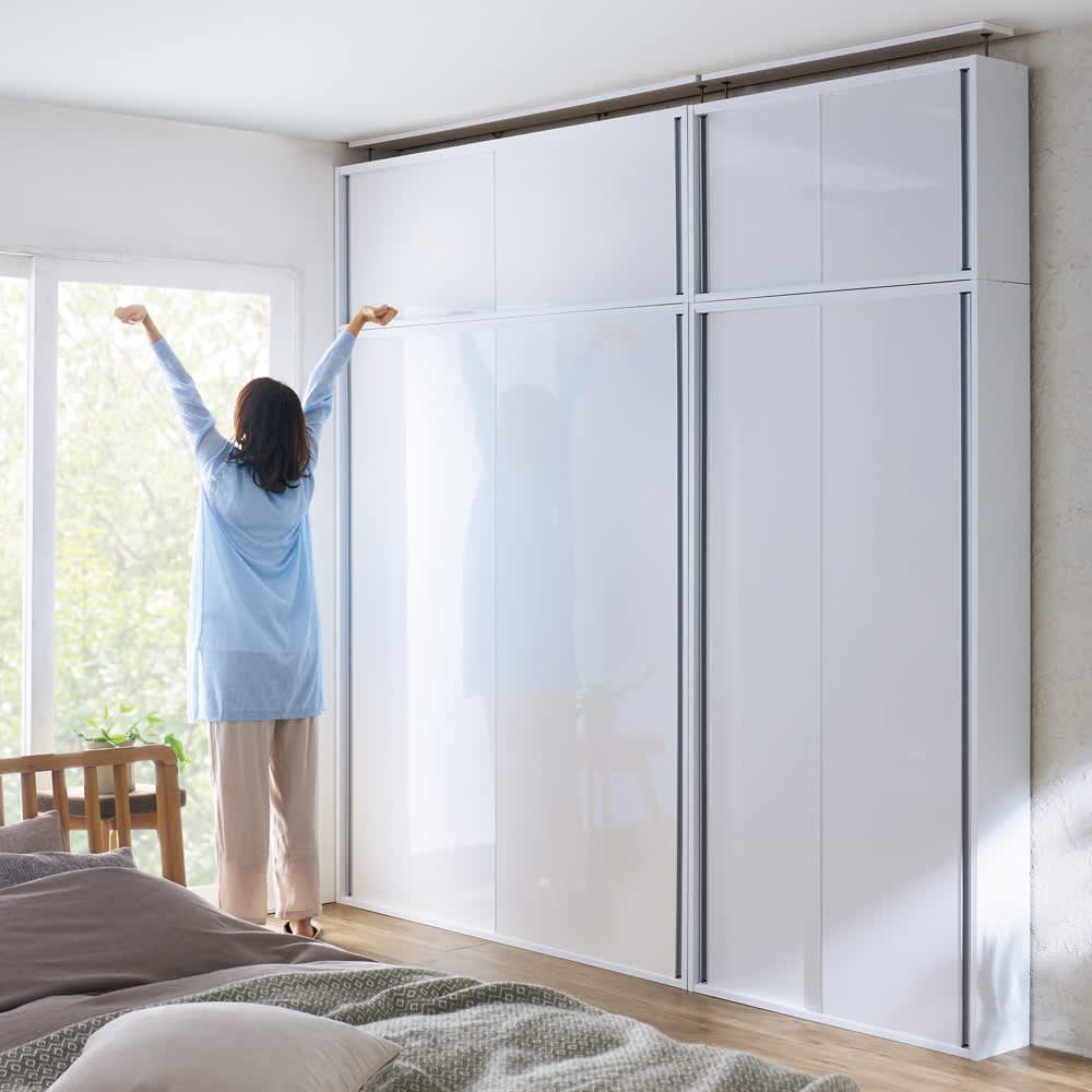 光沢仕様 引き戸壁面収納本棚 幅90奥行40高さ180cm 通販 - ディノス