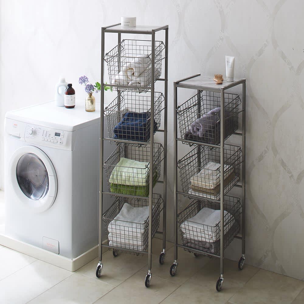 Lueurll/リュエール ニュアンスシルバーランドリー バスケットワゴン4