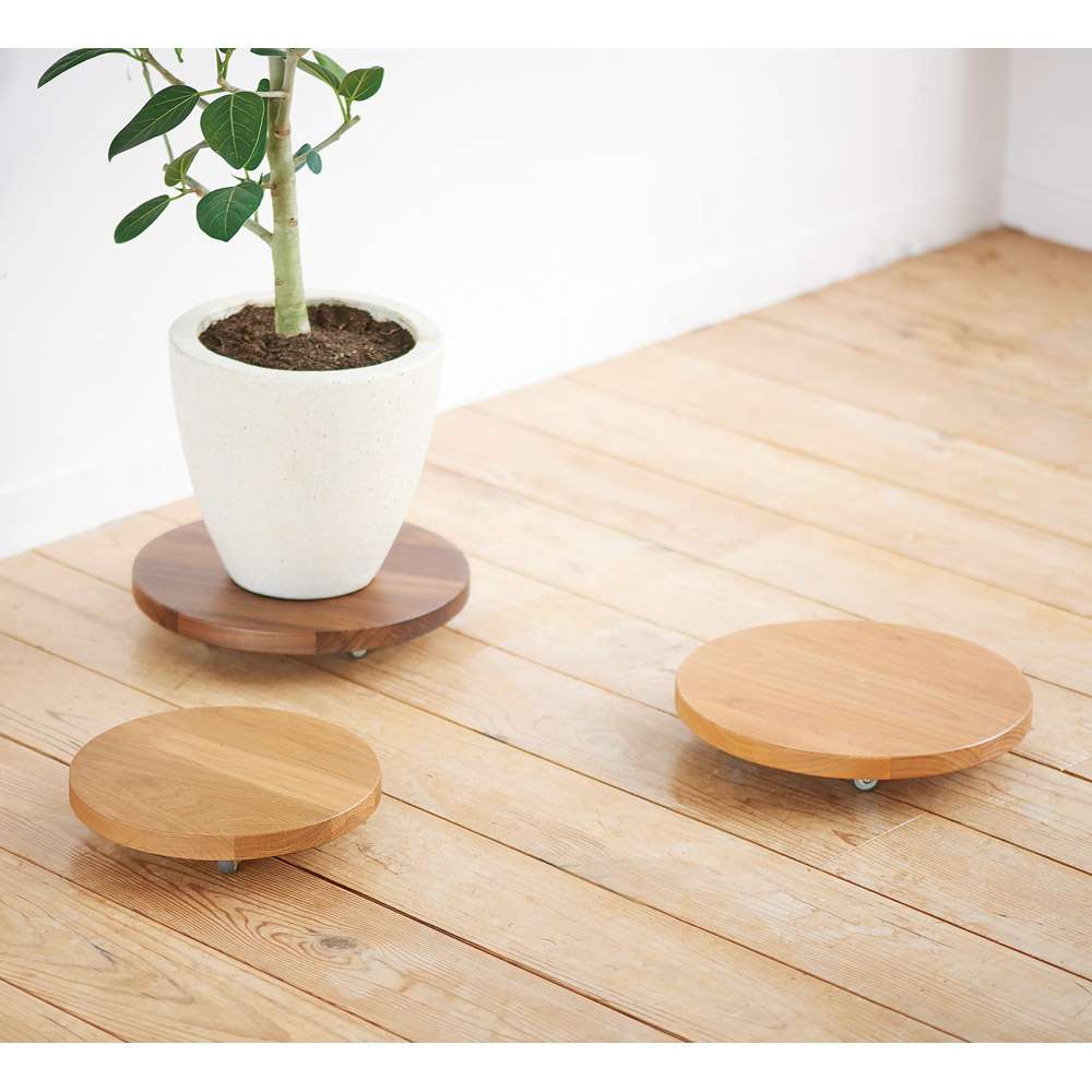 無垢材のキャスター付き プランターベース ウォルナット 径29cm 通販