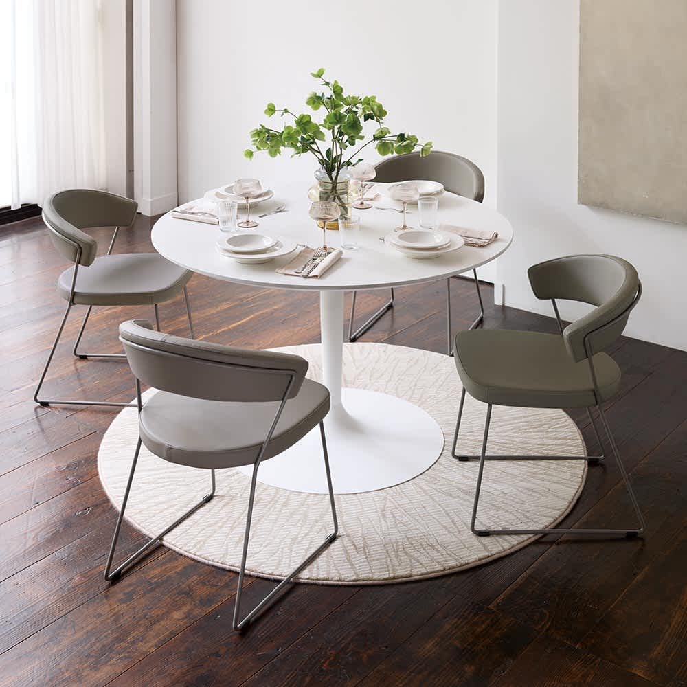 New York ニューヨーク 革張りダイニングチェア 同色2脚組［Connubia