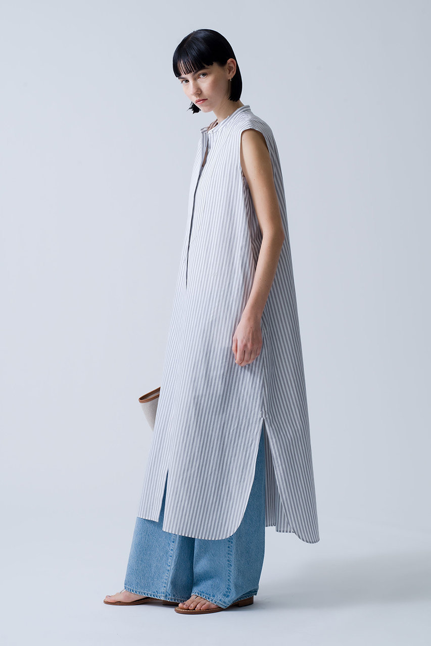 ebure(エブール)｜【Living】コットンリネンストライプ バンドカラー