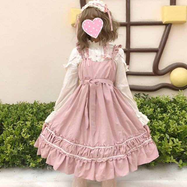 ロリータ風 ワンピース ピンクカラー Mサイズの通販 by 【天然石