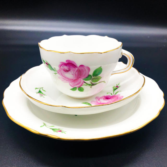 美品マイセン マイセン ローズ カップ トリオ ピンクローズ カップ