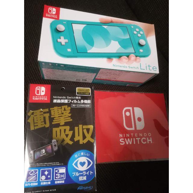 Nintendo Switch lite ターコイズ 保護フィルム クロス付 Switch Lite