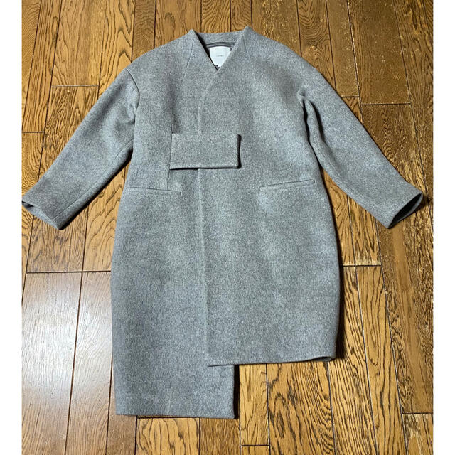 un3D 66,000円 アシンメトリーブロッキングロングコートグレー un3D